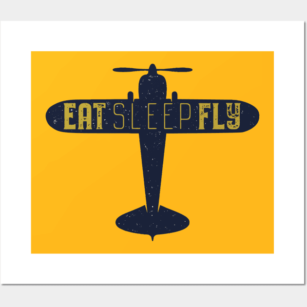 EAT-SLEEP-FLY Wall Art by upursleeve